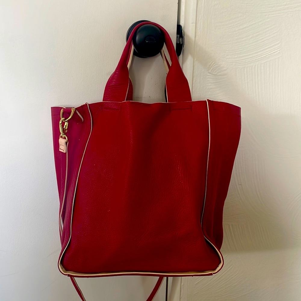 Red leather Gap tote